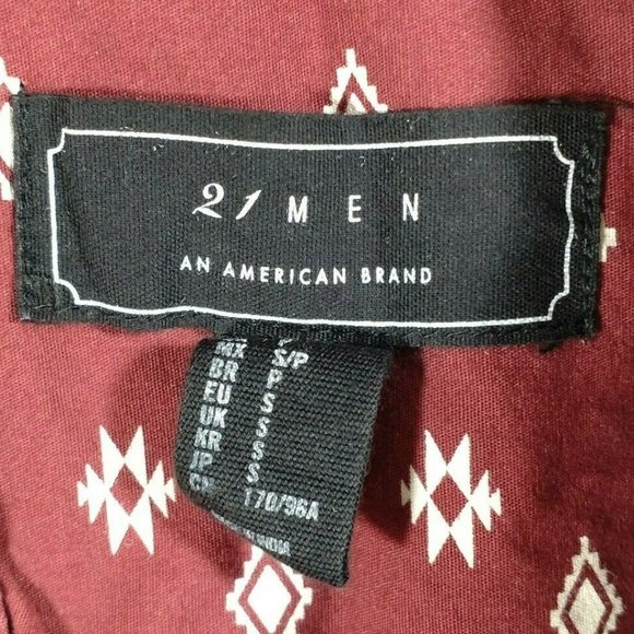 21 Men Size S Small Men's Short Sleeve Shirt Red - Picture 3 of 8